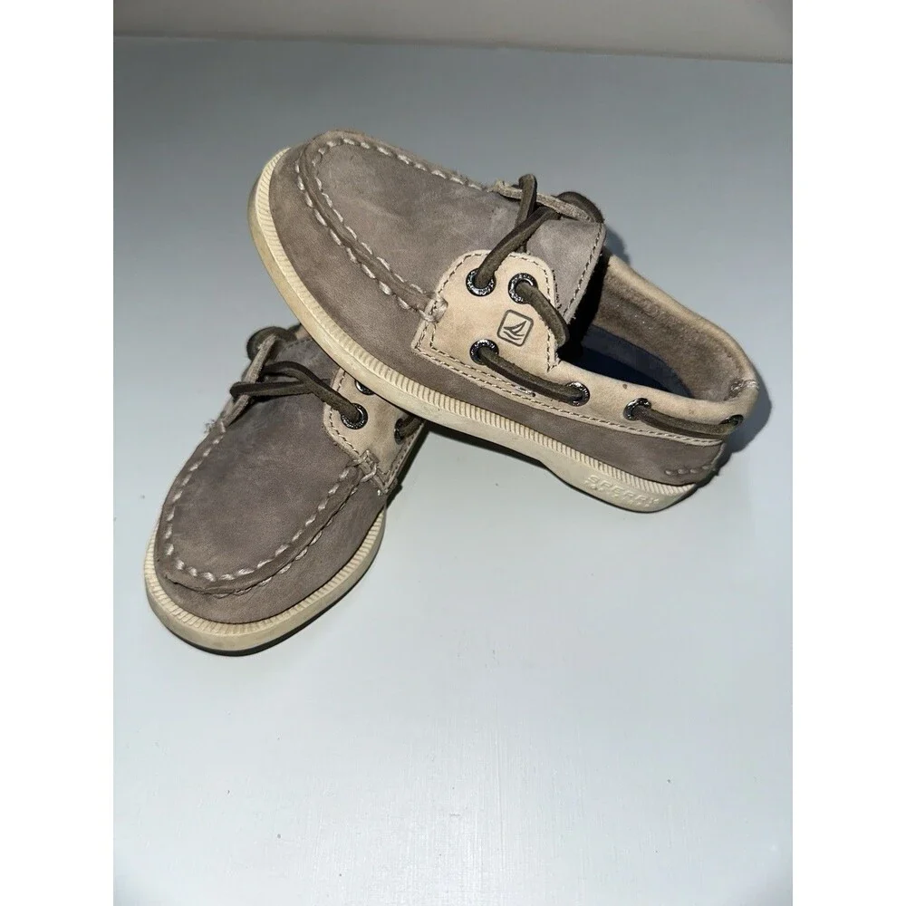 Sperry Top Sider Authentic Original Slip On Boat Shoe Leather Toddler 7.5m